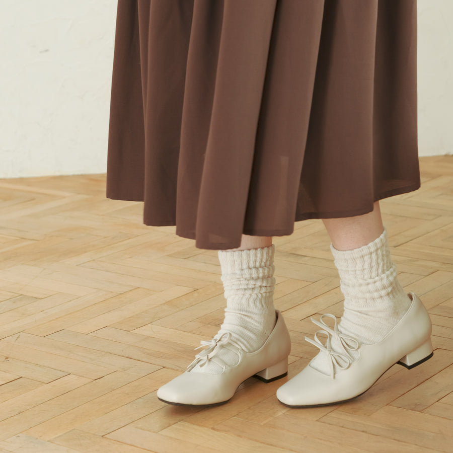 スクエアダブルリボンパンプス