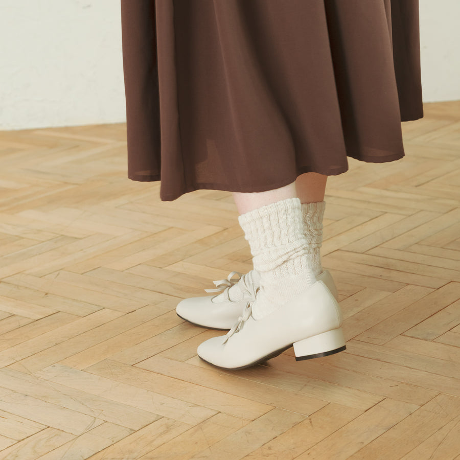 スクエアダブルリボンパンプス