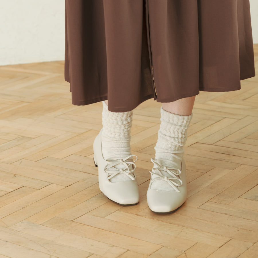 スクエアダブルリボンパンプス