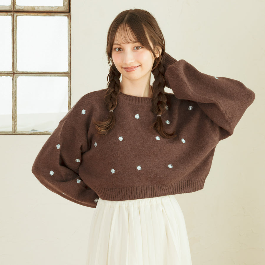 フラワー刺繍スウェット