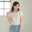 Load image into Gallery viewer, シャーリングショートフリルトップス
