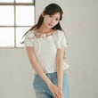Load image into Gallery viewer, シャーリングショートフリルトップス

