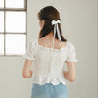 Load image into Gallery viewer, シャーリングショートフリルトップス
