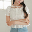 Load image into Gallery viewer, シャーリングショートフリルトップス
