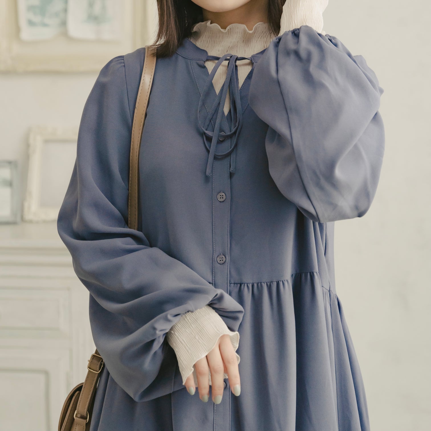 iam official でかかっ フレアワンピース amiur ティアードワンピース 